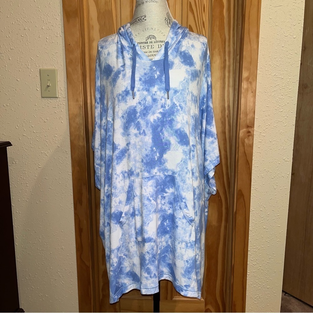 Koolaburra by Ugg Blue Terry Tie Dye Poncho Tunic Women’s Size Medium Large